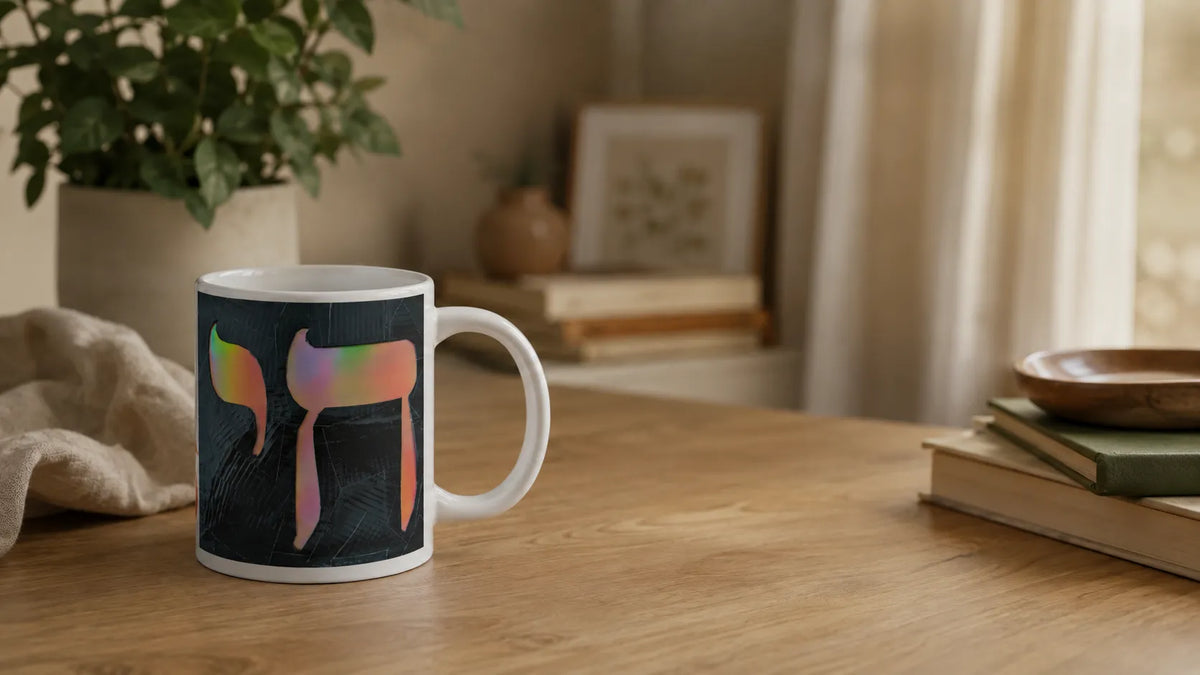 Rainbow Chai Life White Glossy Mug lifestyle scene