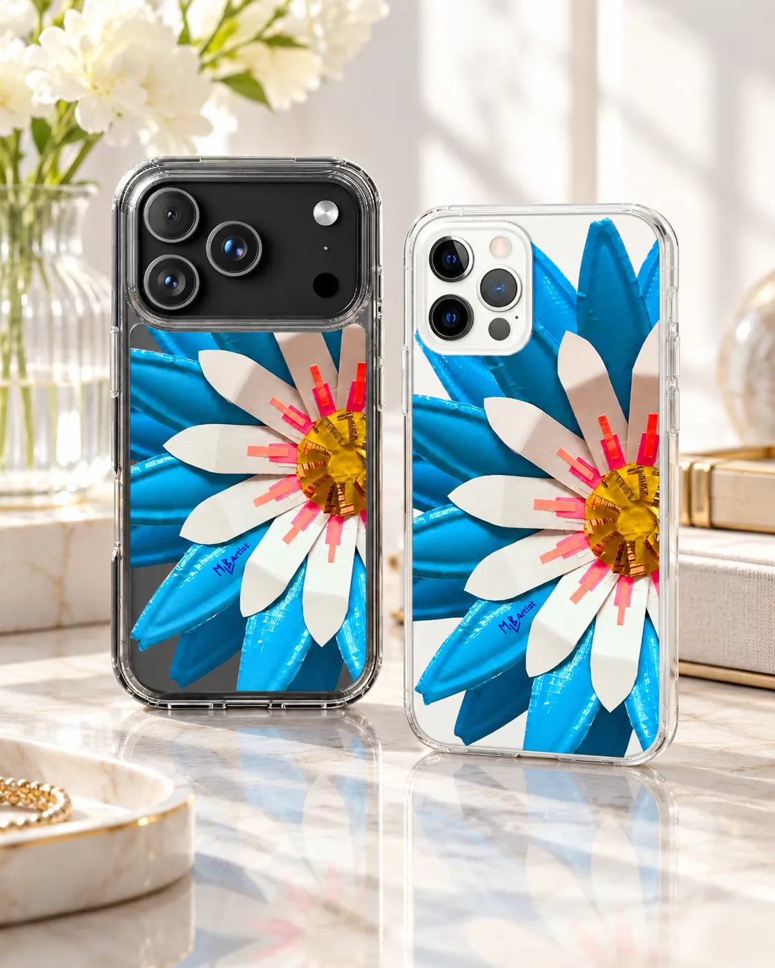 Blue Electric Daisy Clear Case for iPhone
