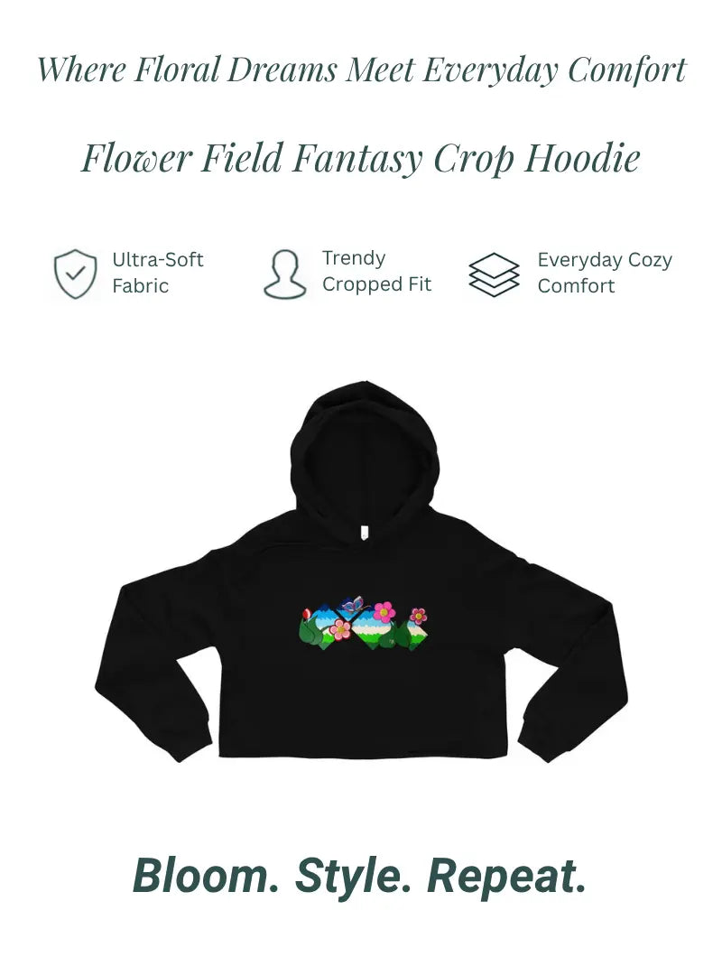 Flower Field Fantasy Crop Hoodie