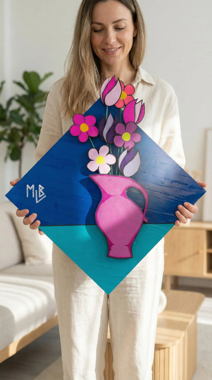 Flower Vase w/ Blue Sky Background (Custom Original) MLB Artist
