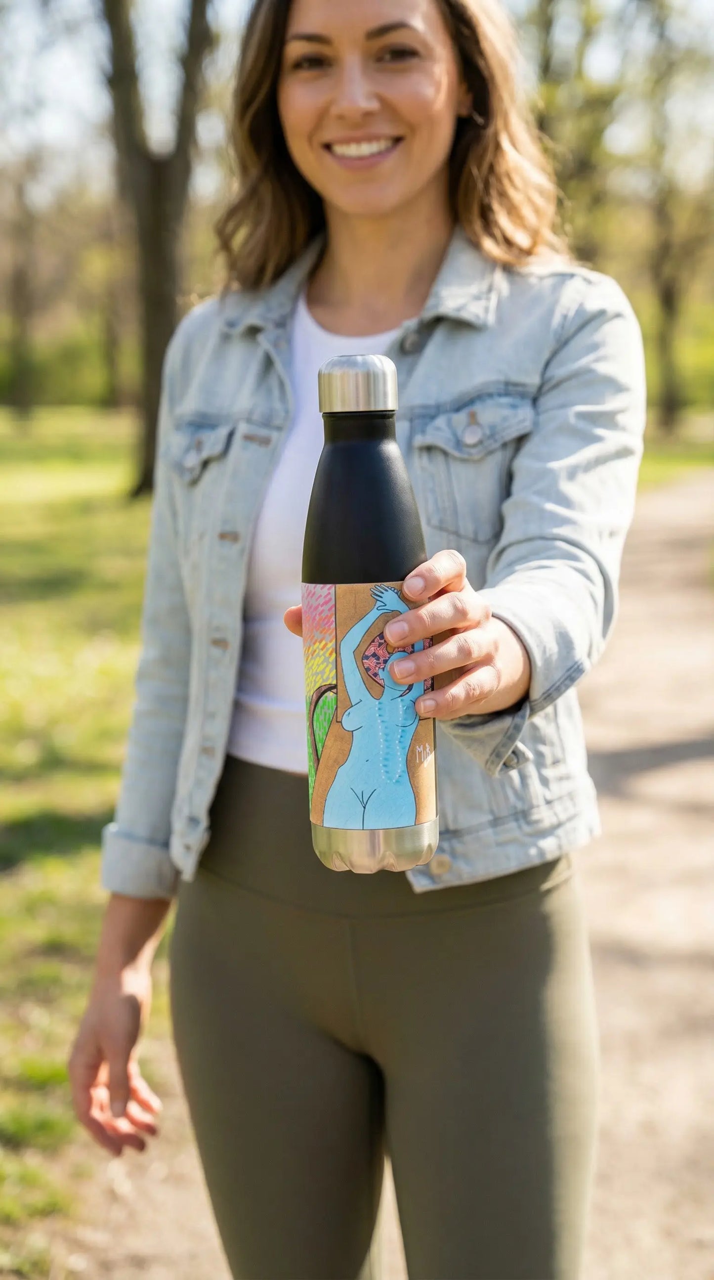 American Woman Beach Stainless Steel Water Bottle MLB Artist