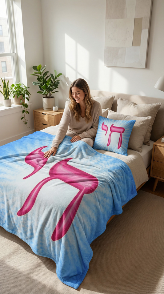 Pink Blue Throw Blanket