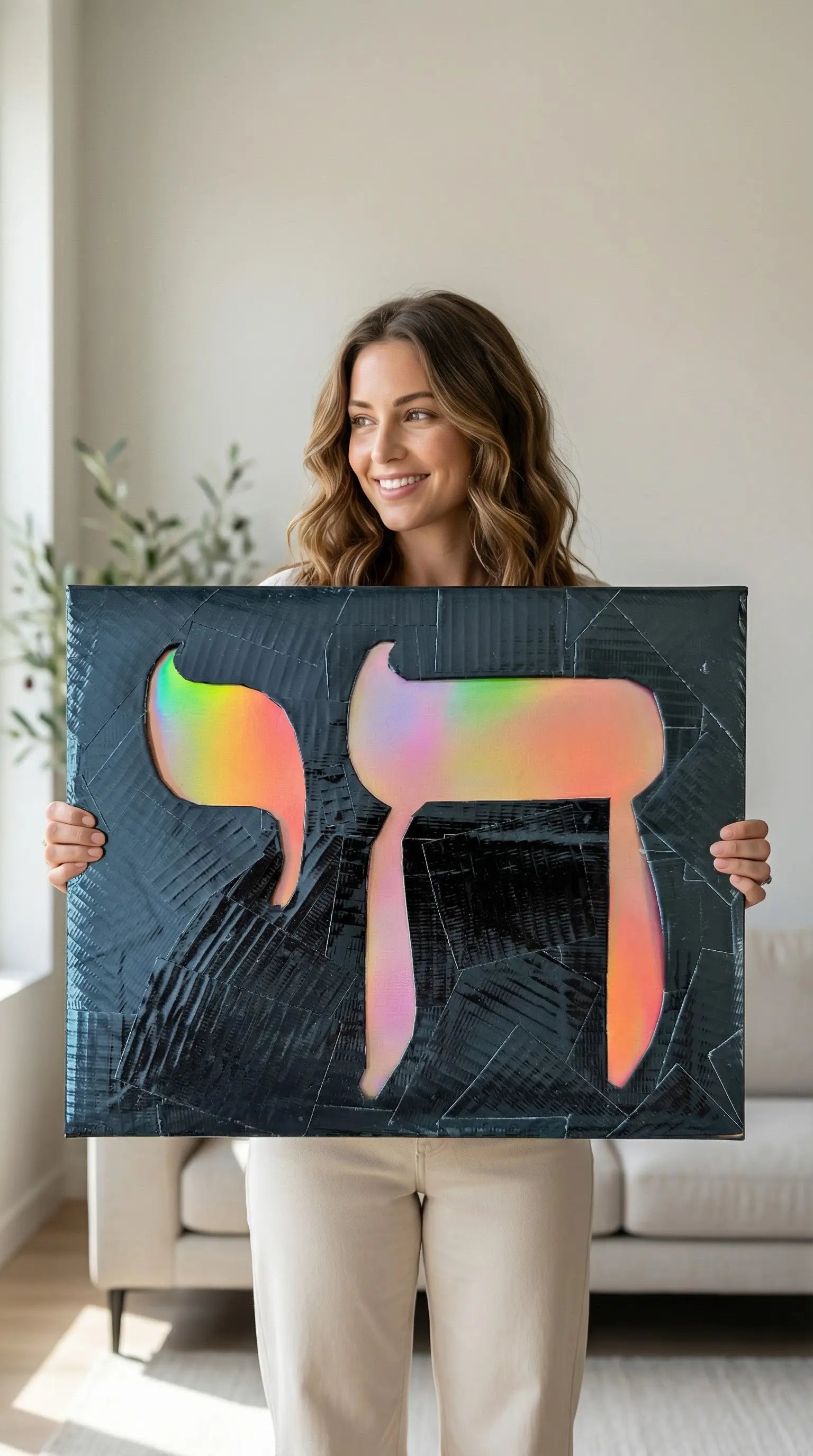 Rainbow Colored Chai Life Jewish Art (Custom Original) MLB Artist