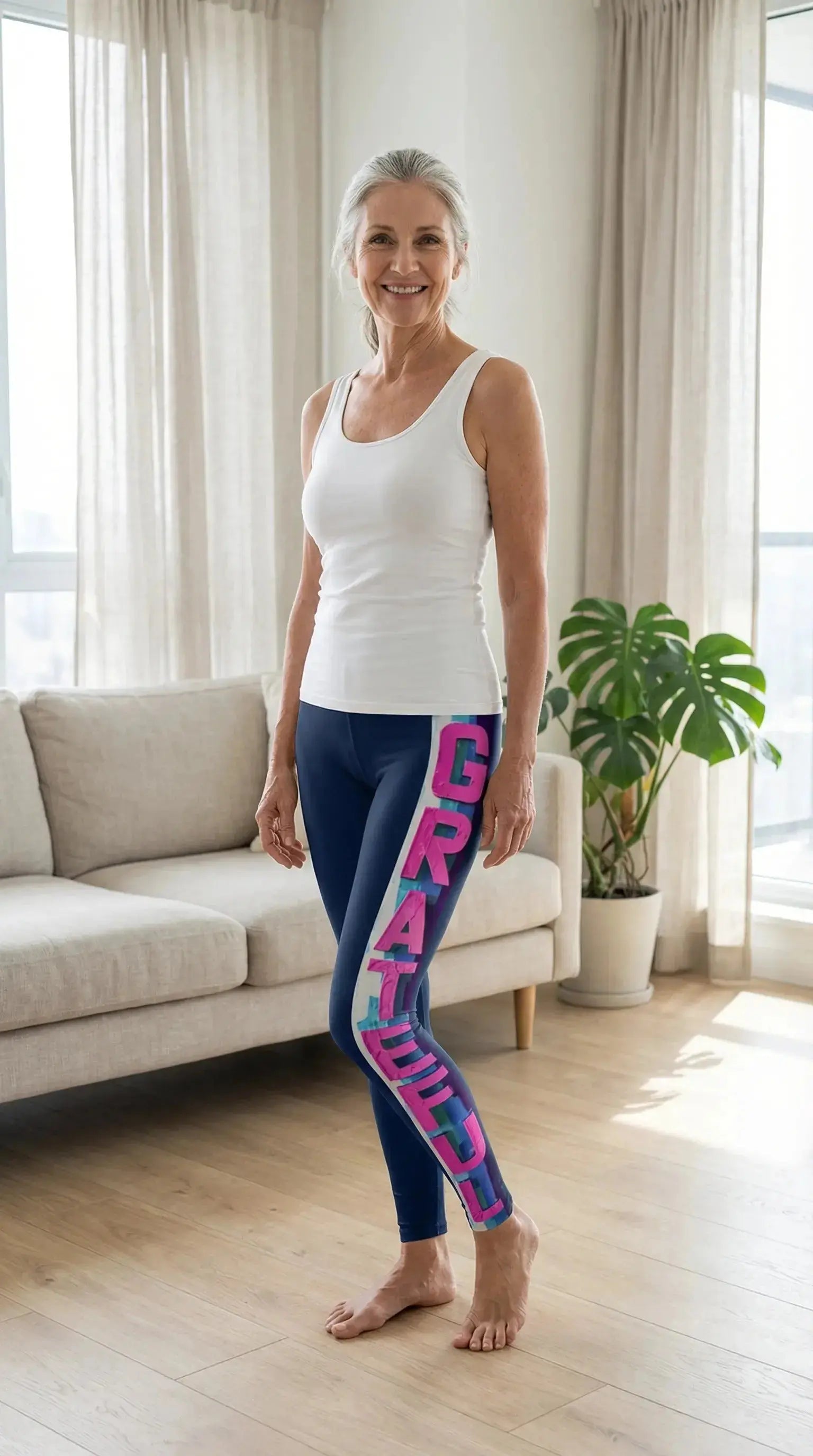 Navy Blue GRATEFUL Yoga Leggings MLB Artist