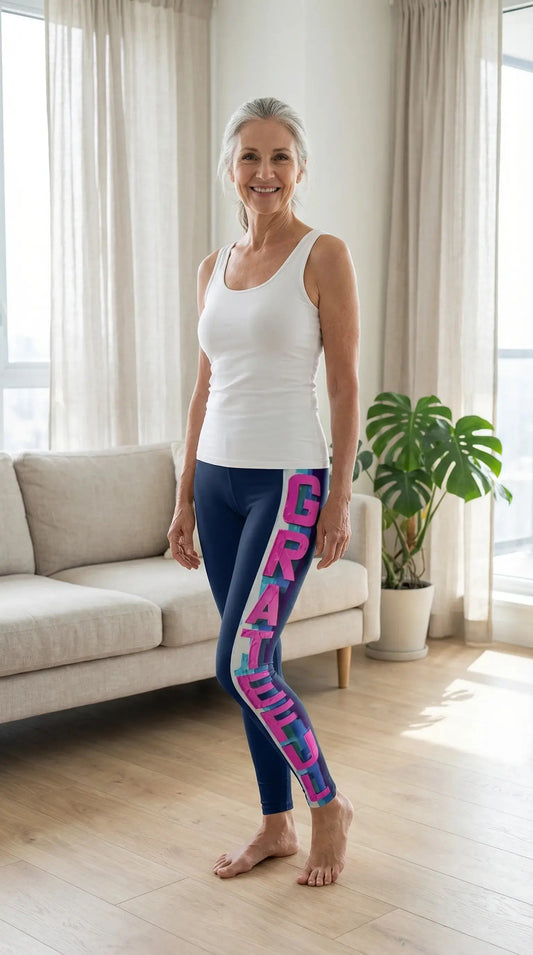 Navy Blue GRATEFUL Yoga Leggings