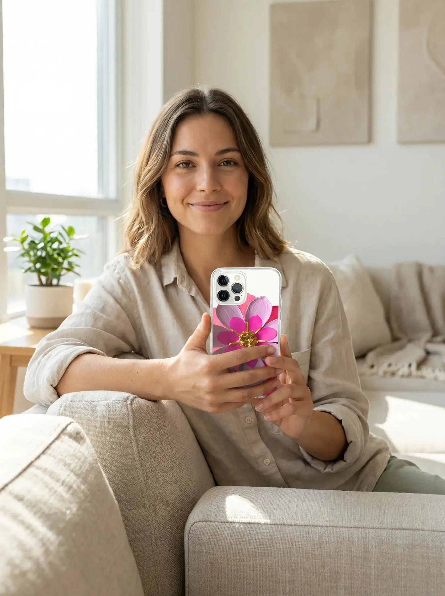 Pink Flower MagSafe® Clear Case for iPhone®