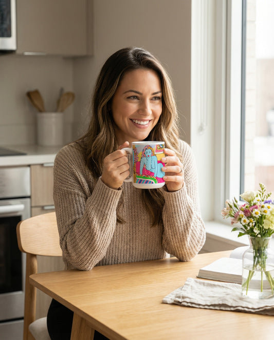 American Woman Reclining White glossy mug