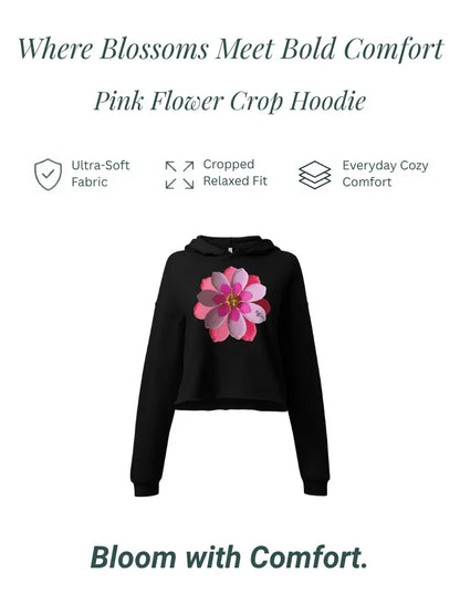 Pink Flower Crop Hoodie