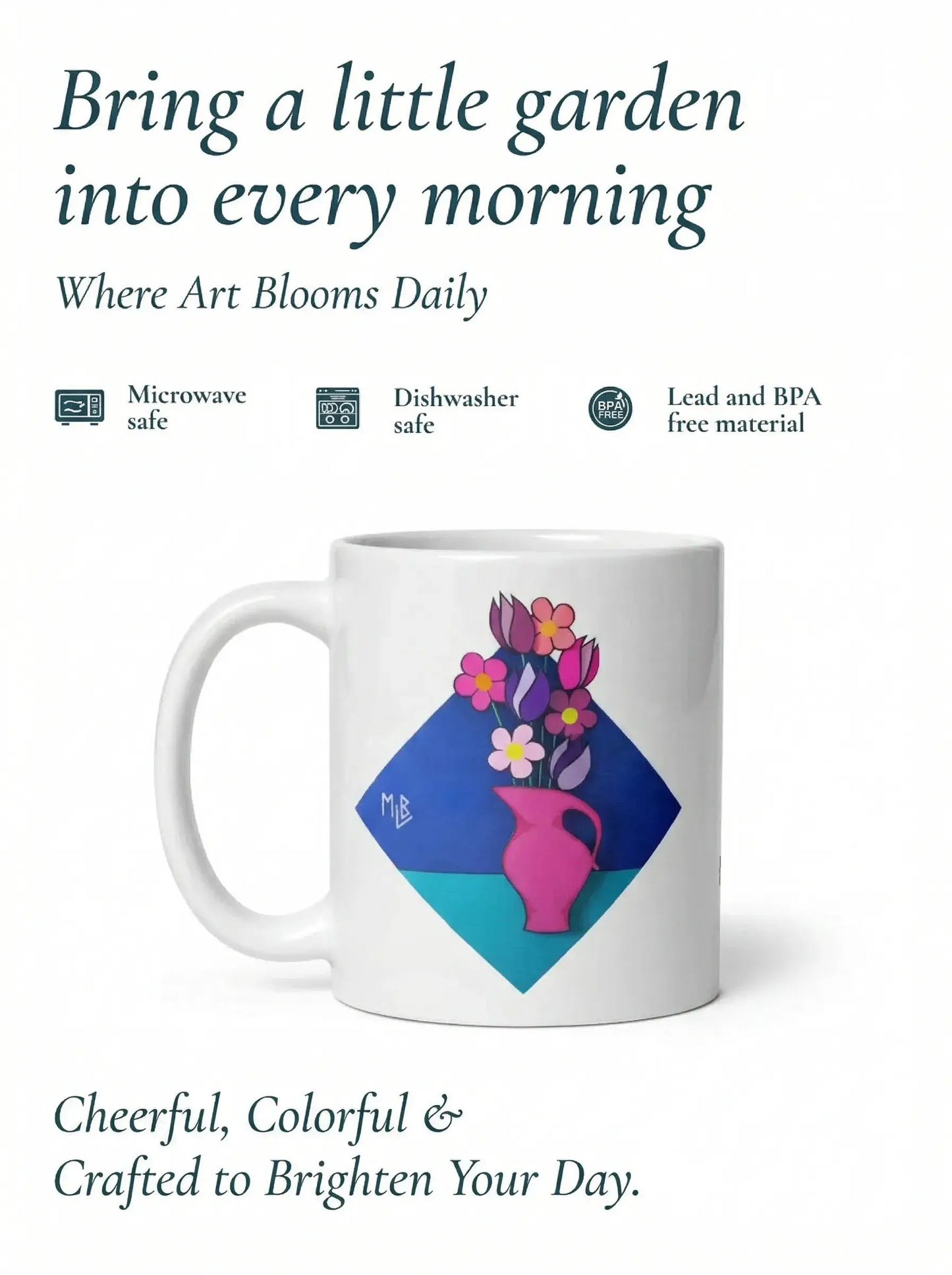 Duct Tape Flowers White Glossy Mug