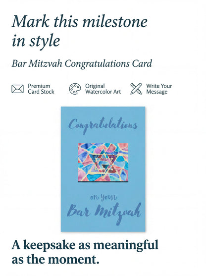 Blue Bar Mitzvah Card