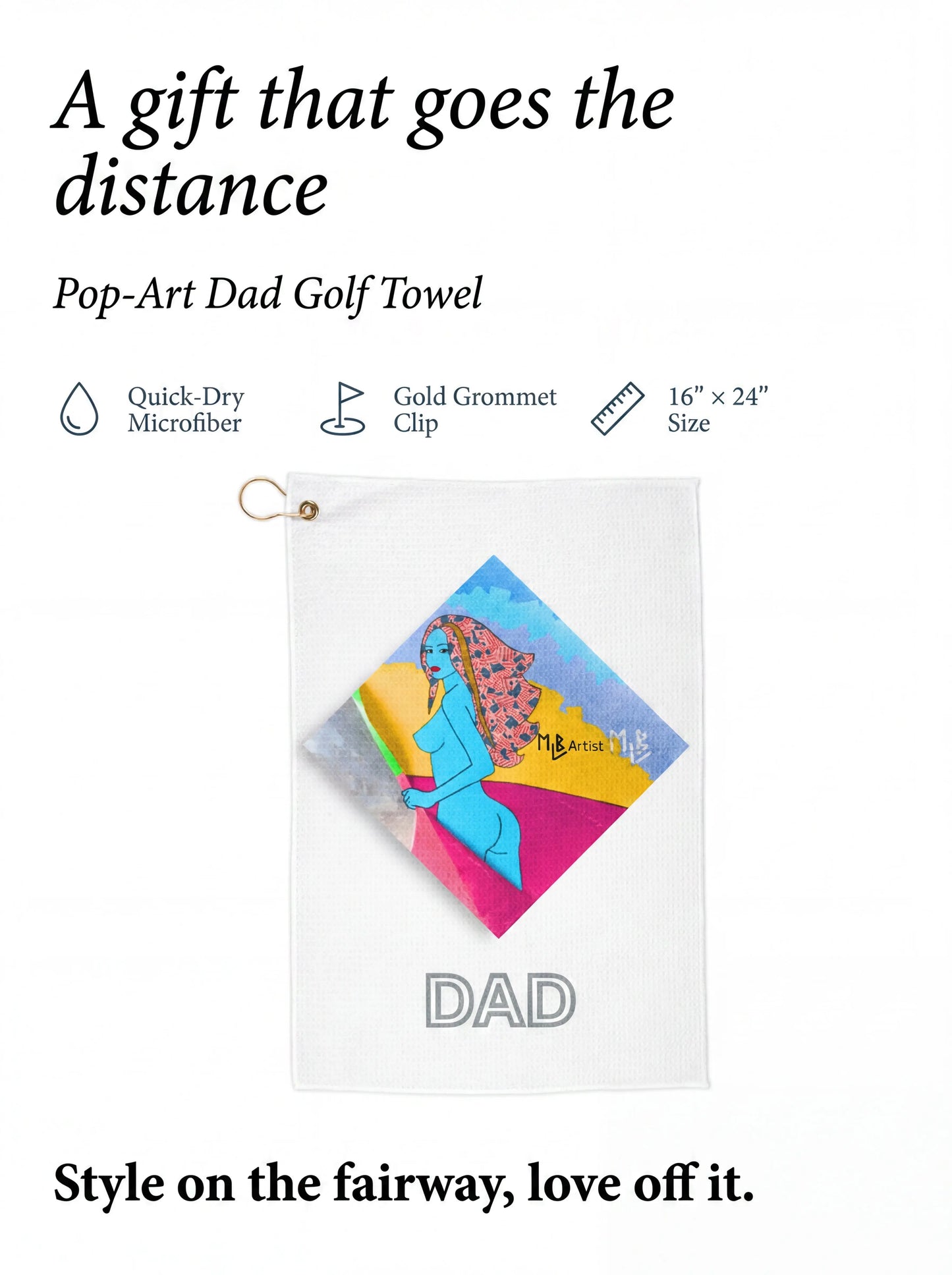 Diamond American Woman Dad Golf Towel