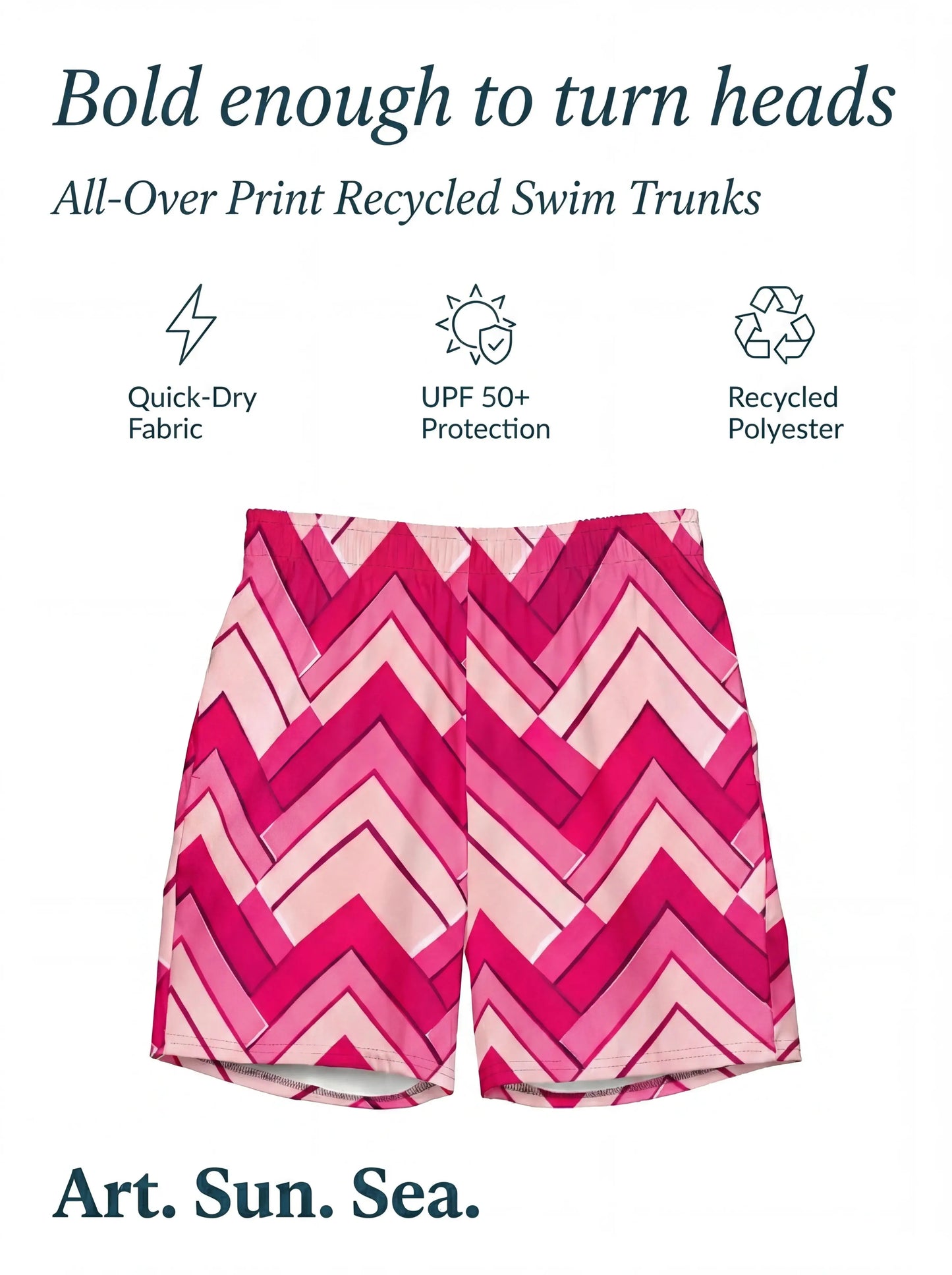 Pink Deco Swim Trunks