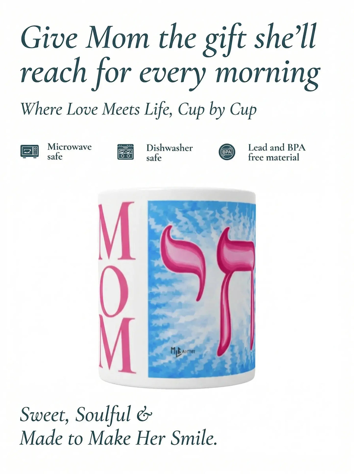 Pink Blue Chai Mom White Glossy Mug