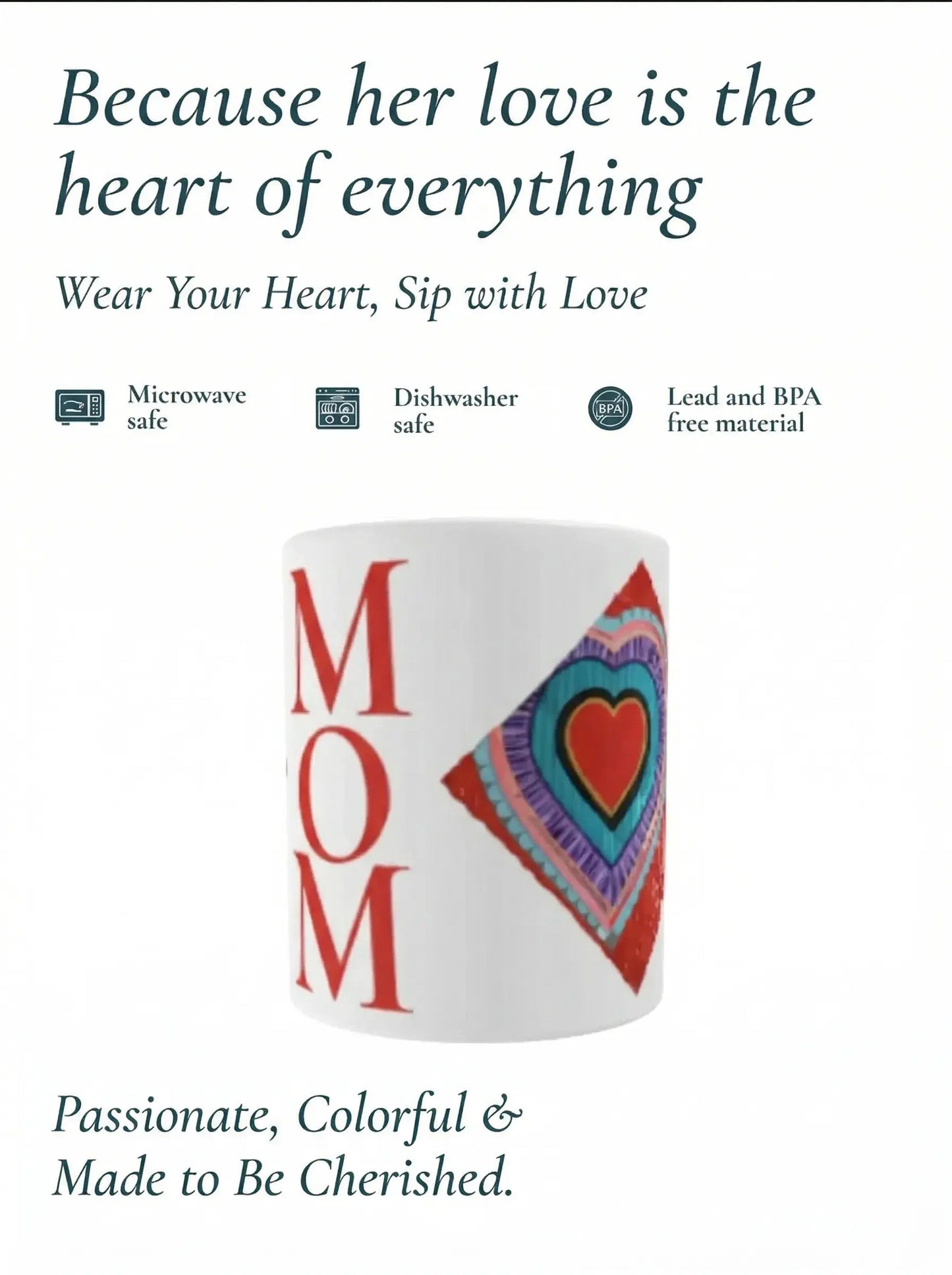 Heart Mom Mug with Color Inside