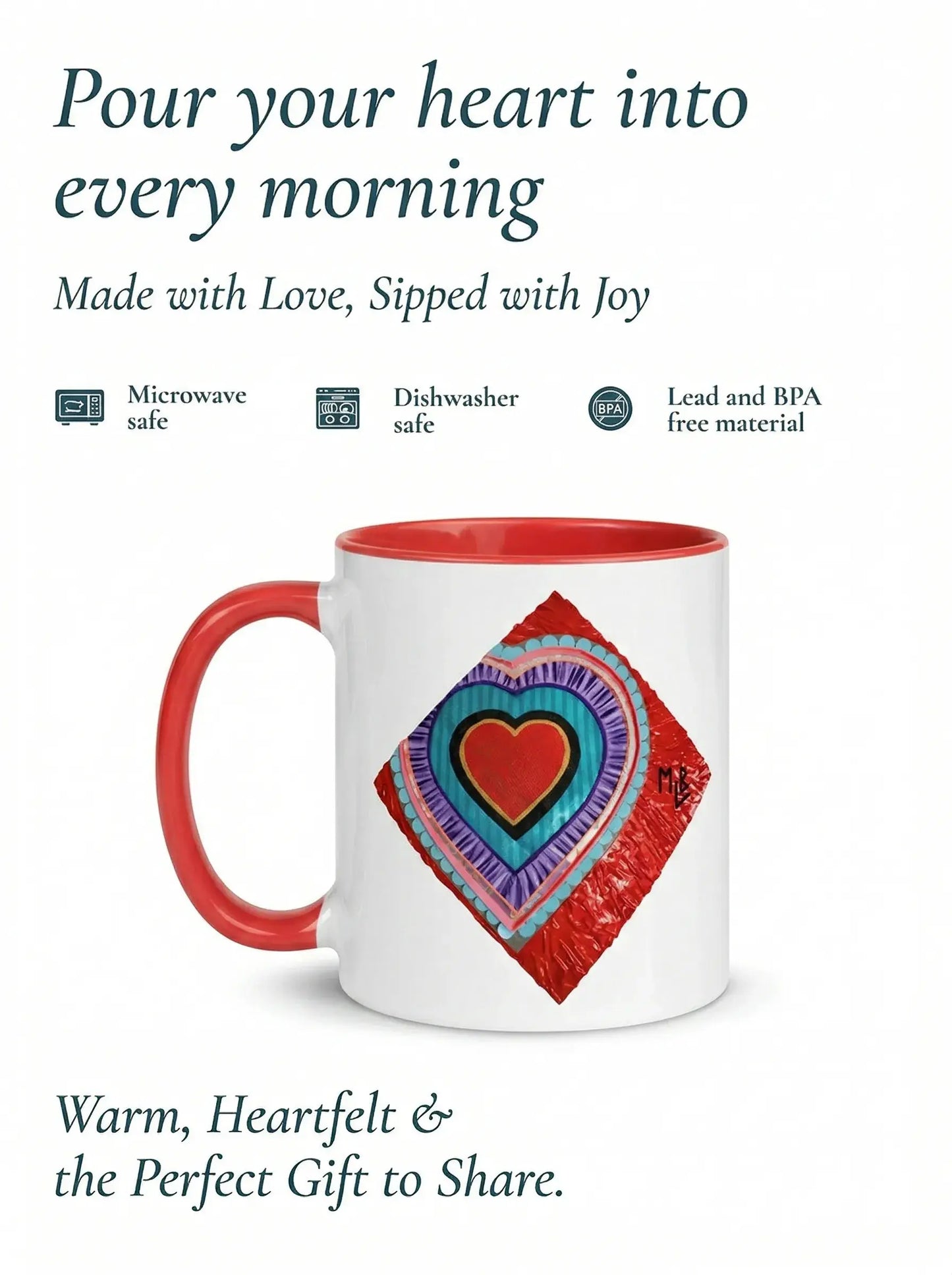 Heart Mug with Color Inside