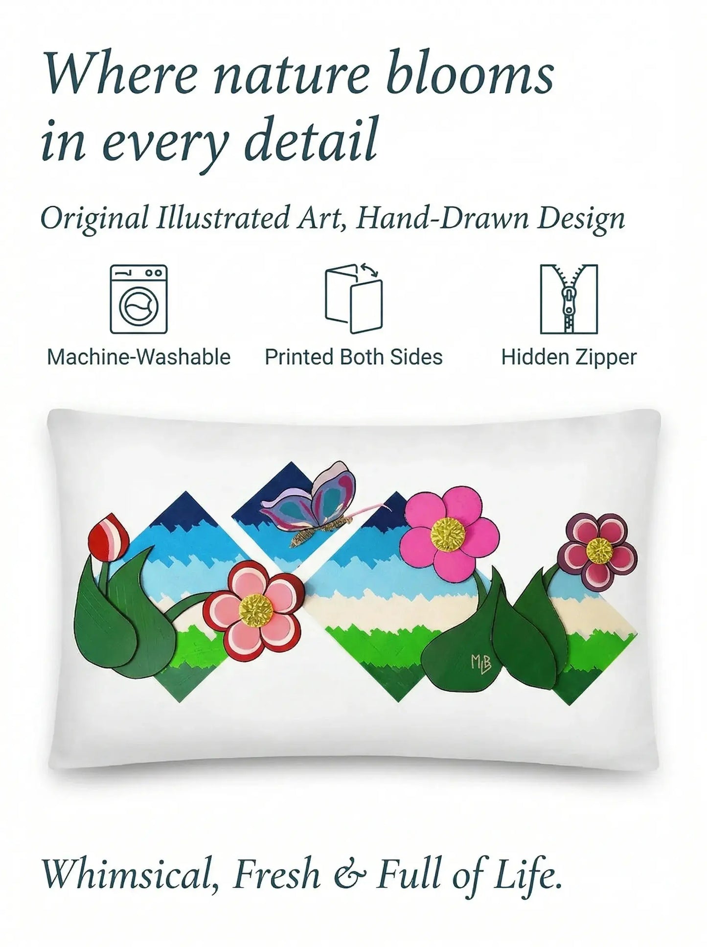 Flower Field Fantasy Basic Pillow