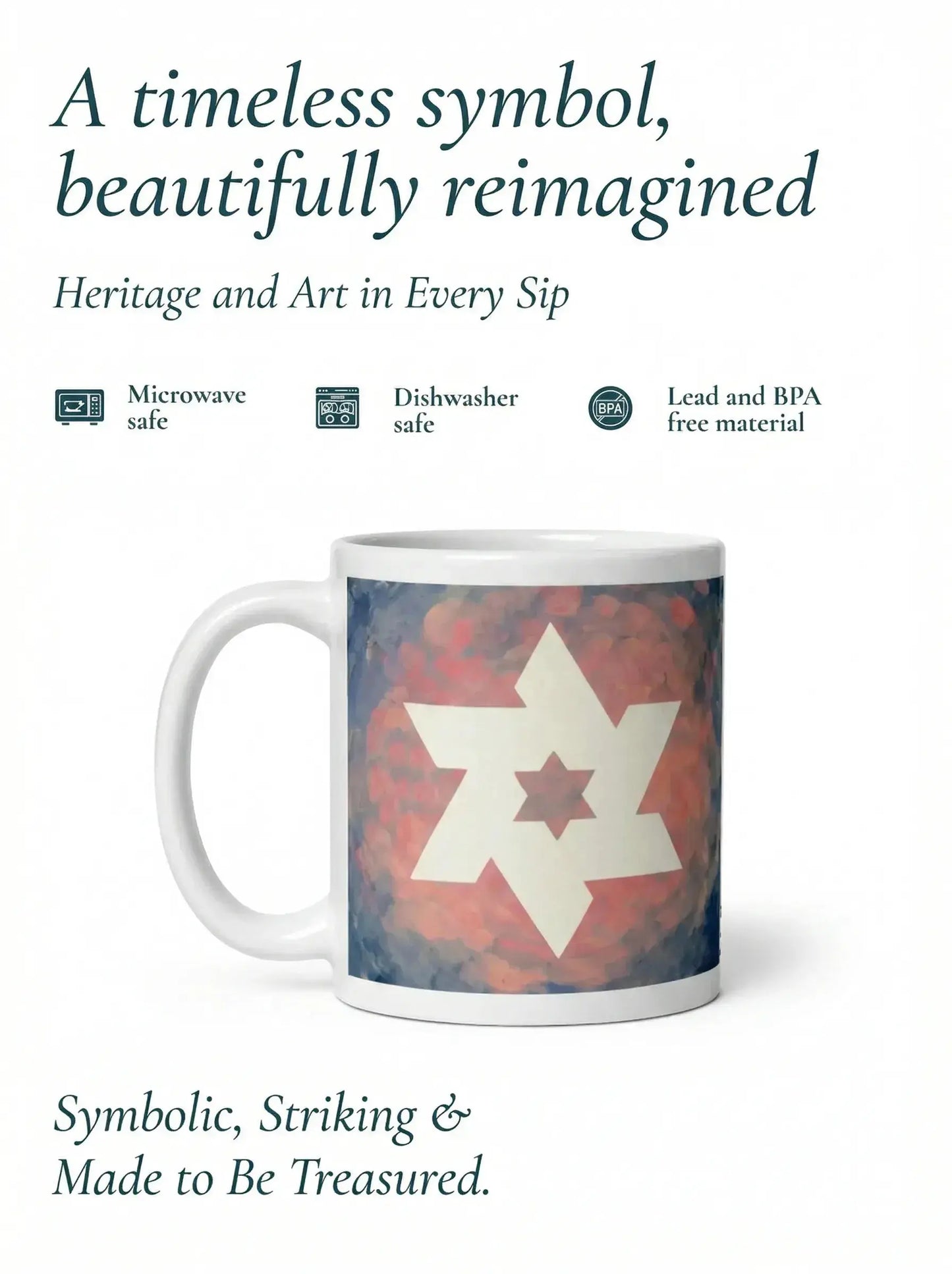 White Star Of David White Glossy Mug MLB Artist