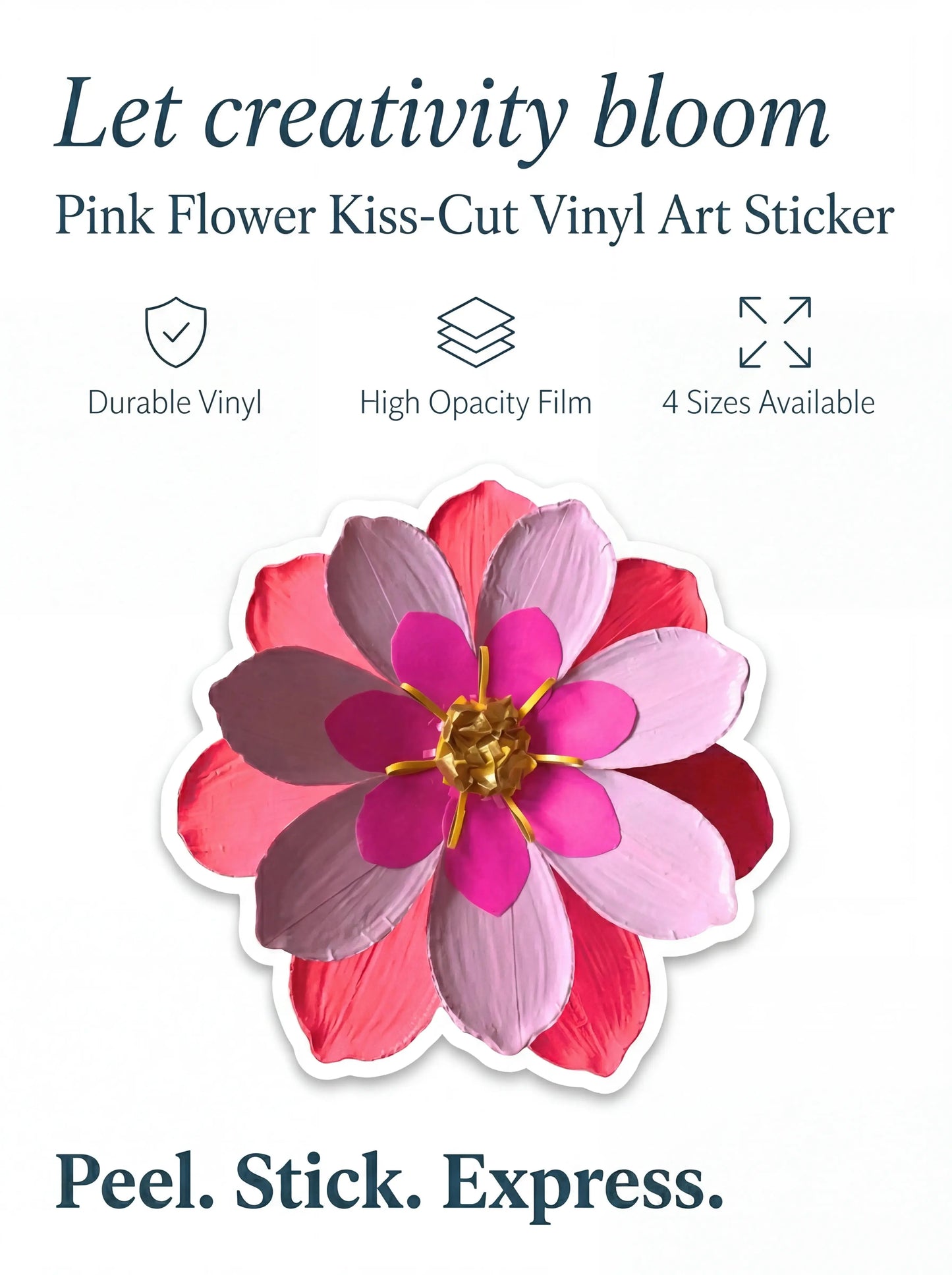 Pink Flower Bubble-Free Stickers