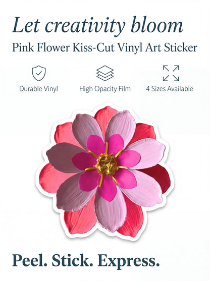 Pink Flower Bubble-Free Stickers