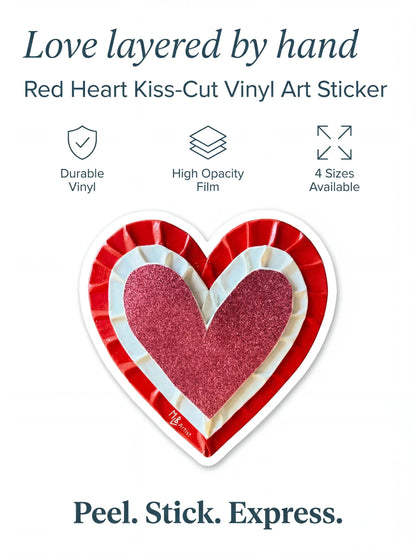 Red Tape Heart Bubble-Free Stickers