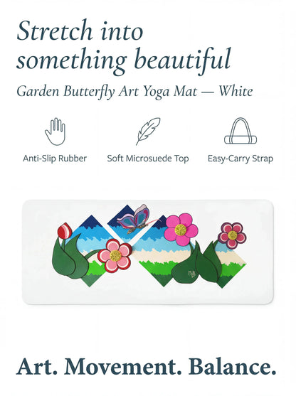 Flower Field Fantasy White Yoga Mat
