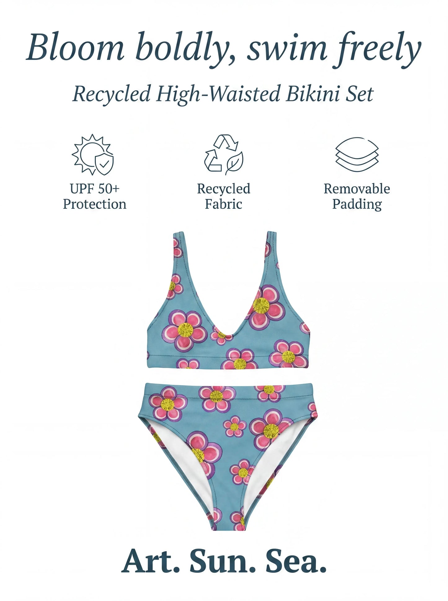 Purple and Pink High-Waisted Bikini