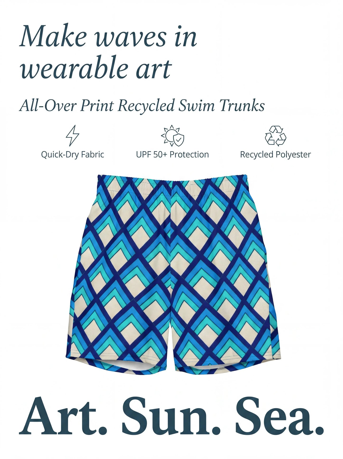 Blue Deco Swim Trunks