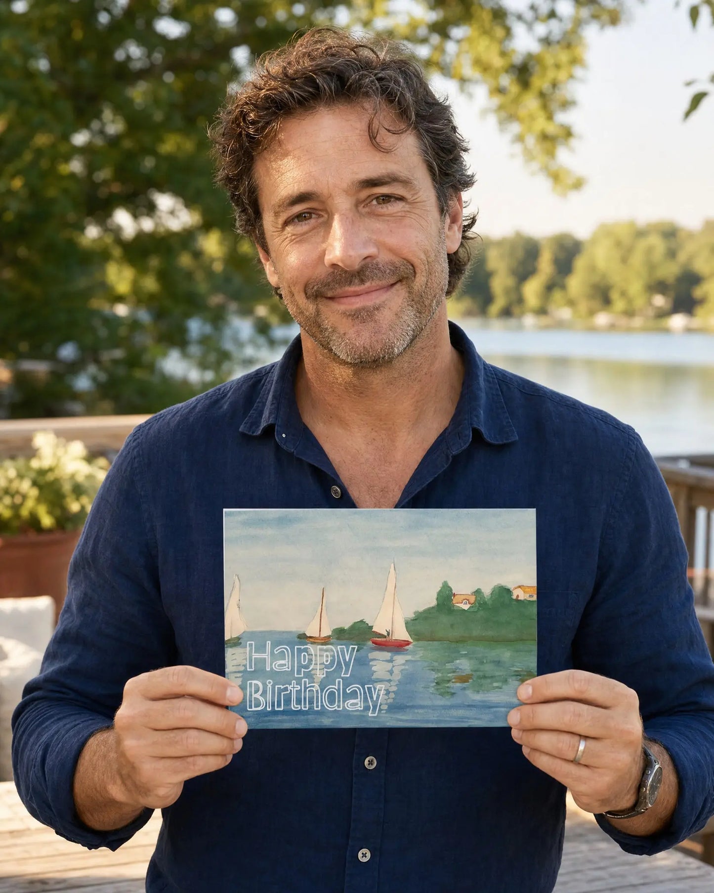 Happy Birthday Sailboats Greeting Card