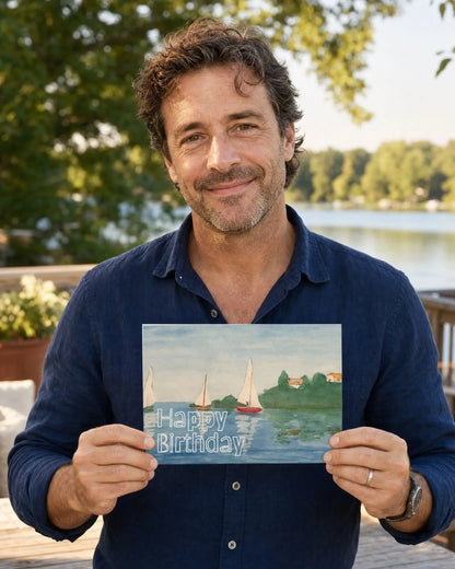 Happy Birthday Sailboats Greeting Card