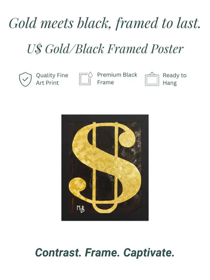 Steve Forbes Dollar Sign Gold/Black Framed Poster