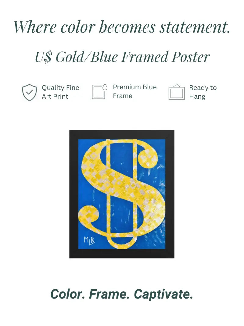 U$ Gold/Blue Framed Poster
