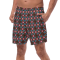 Brown Repeating Flower Pattern Swim Trunks