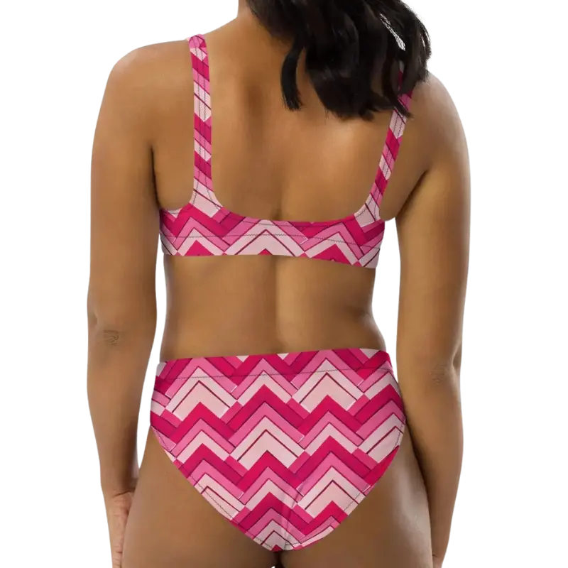 Pink Deco High-Waisted Bikini