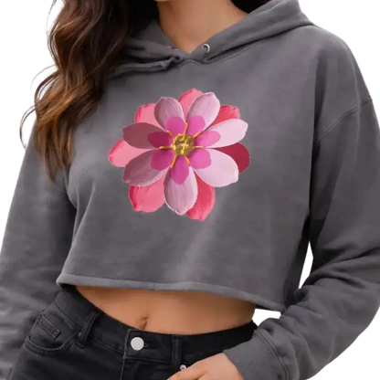 Pink Flower Crop Hoodie