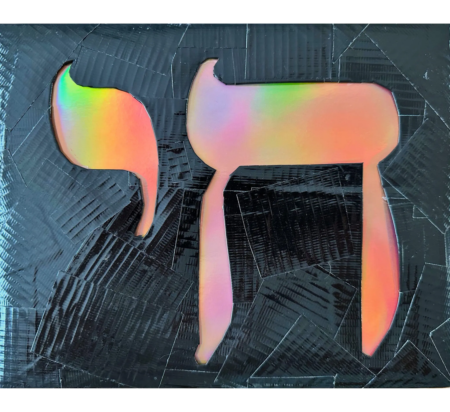 Rainbow Colored Chai Life Jewish Art (Custom Original) MLB Artist