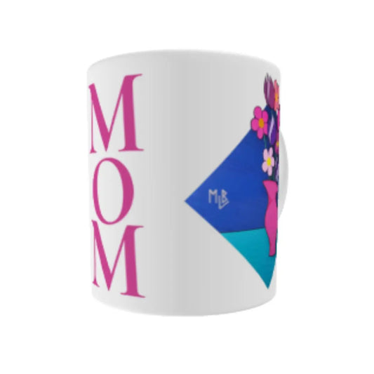 Duct Tape Flower Mom White Glossy Mug