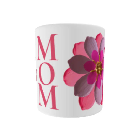 Pink Flower Mom White Glossy Mug