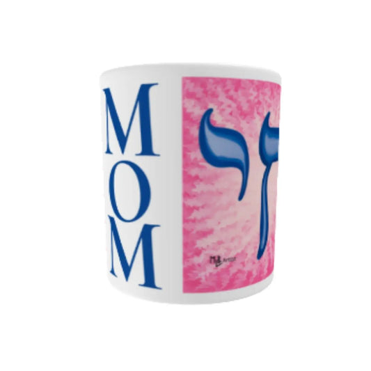 Blue Pink Chai Mom White Glossy Mug