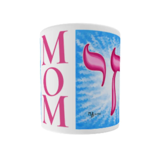 Pink Blue Chai Mom White Glossy Mug