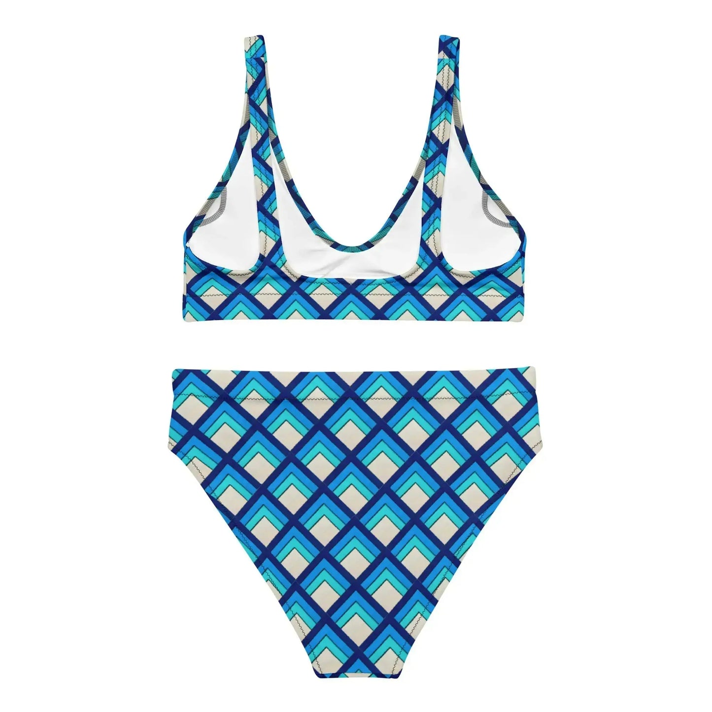 Blue Deco High-Waisted Bikini