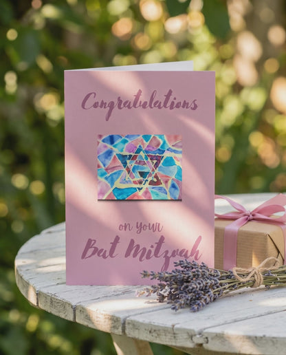 Pink Bat Mitzvah Card