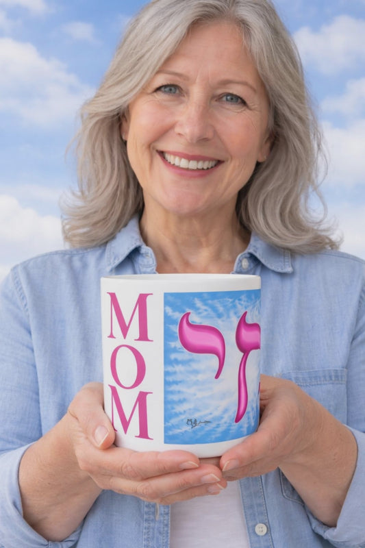Pink Blue Chai Mom White Glossy Mug