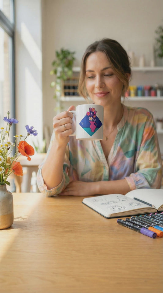 Duct Tape Flowers White Glossy Mug