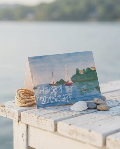 Happy Birthday Sailboats Greeting Card