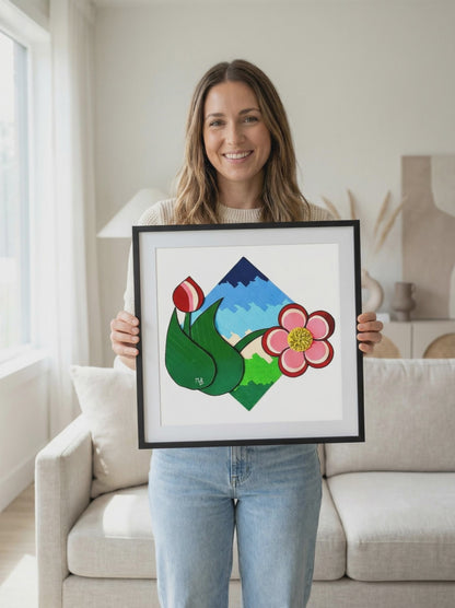 Flower and Bud Framed Poster