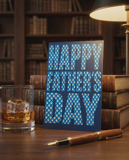 Happy Father's Day Blue Deco Greeting Card