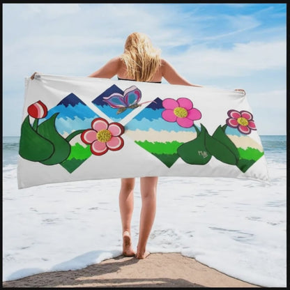 Flower Field Fantasy Beach Towel
