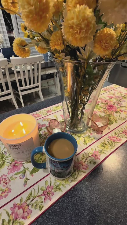 Flower Field with Blue Color Inside Mug
