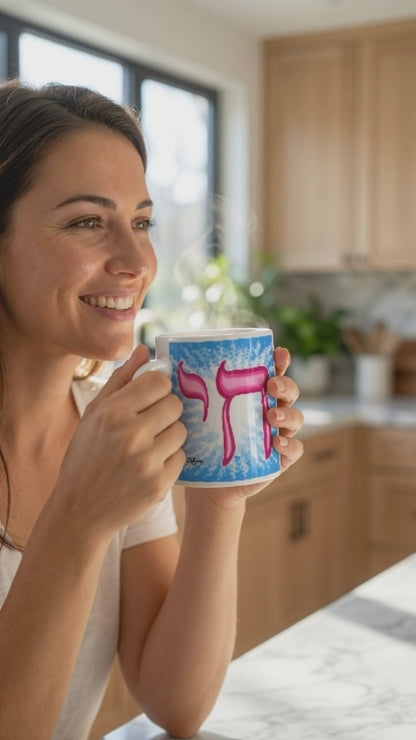 Pink Blue Chai Life White Glossy Mug