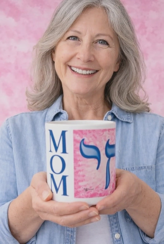 Blue Pink Chai Mom White Glossy Mug